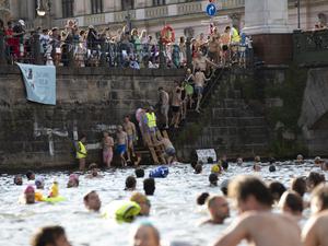 Bei den vom Verein Flussbad Berlin organisierten Schwimm-Demos dürfen Berliner endlich in der Spree schwimmen. Das Ziel dabei ist eine grundsätzliche Erlaubnis.
