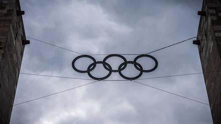 Die Olympischen Ringe am Berliner Olympiastadion. (Archivbild)