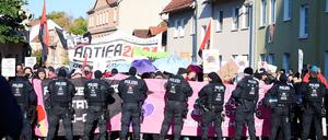 Bereits in der Vergangenheit gab es Protest gegen einen Parteitag der Berliner AfD im brandenburgischen Jüterbog. (Archivbild) 