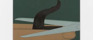 Das Bild „Haircut“ (2025) lädt den Alltag surreal auf.