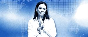 Die diesjährige Trägerin des Friedensnobelpreises: die 58-jährige venezolanische Oppositionelle María Corina Machado.