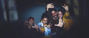 Group of friends living together, having fun.