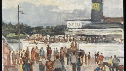 Lotte Laserstein: „Am Kai des Vaxholm-Schiffs“, 1940er bis 1950er Jahre.