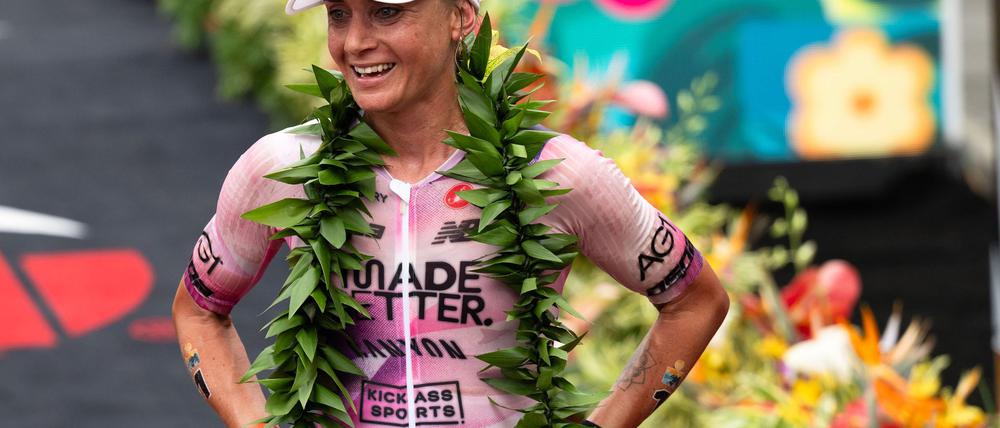 Erschöpft, aber glücklich: Laura Philipp holte sich Platz drei auf Hawaii.