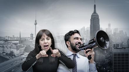 Montage zum Thema:Jung, radikal, migrantisch - und die gleiche StrategieWie linke Bewegungen New York und Berlin erobern wollen.
Die Bürgermeisterkandidaten Zohran Mamdani in New York und Elif Eralp in Berlin gehören zu einer neuen linken Generation. Die mobilisiert vor allem neue Wählergruppen.