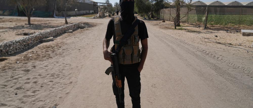 Maskiertes Mitglied der islamistischen Terrororganisation Hamas. 