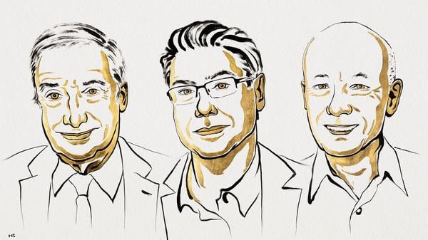 Nobelpreis-Gewinner der Wirtschaftswissenschaften: Joel Mokyr, Philippe Aghion and Peter Howitt.