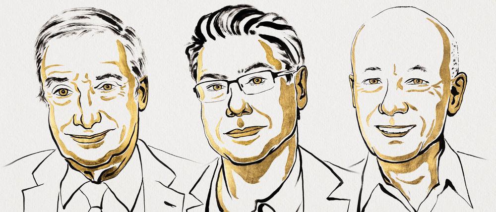 Nobelpreis-Gewinner der Wirtschaftswissenschaften: Joel Mokyr, Philippe Aghion and Peter Howitt.