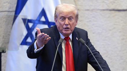 US-Präsident Donald Trump vor der Knesset in Jerusalem. 