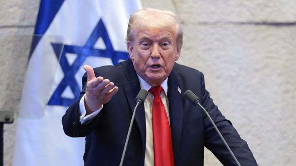 US-Präsident Donald Trump vor der Knesset in Jerusalem. 