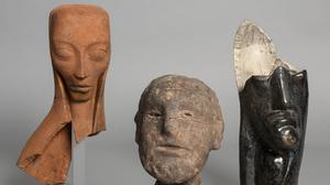 Drei der 16 Überlebenden: Emy Roeders „Schwangere“ (1918), Karel Niestraths „Frommer Mann“ (1924) und Otto Freundlichs „Kopf“ (1925) (v.l.n.r.).