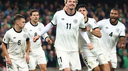 Mit der Schulter zu seinem ersten Länderspiel-Tor: Nick Woltemade.