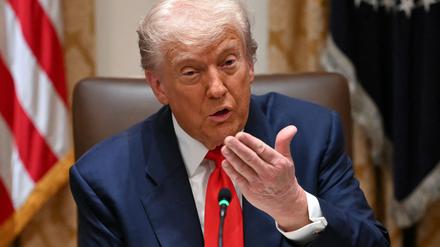US President Donald Trump speaks during a meeting with Argentina's President Javier Milei at the White House in Washington, DC, on October 14, 2025. (Photo by ANDREW CABALLERO-REYNOLDS / AFP)
