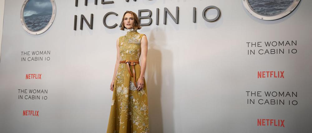 Keira Knightley vor einer „The Woman in Cabin 10“-Wand Ende September in London. (Archivbild)