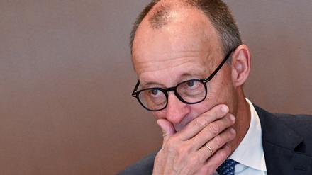 German Chancellor Friedrich Merz reacts as he arrives for a cabinet meeting at the Chancellery in Berlin, Germany October 15, 2025.  REUTERS/Annegret Hilse