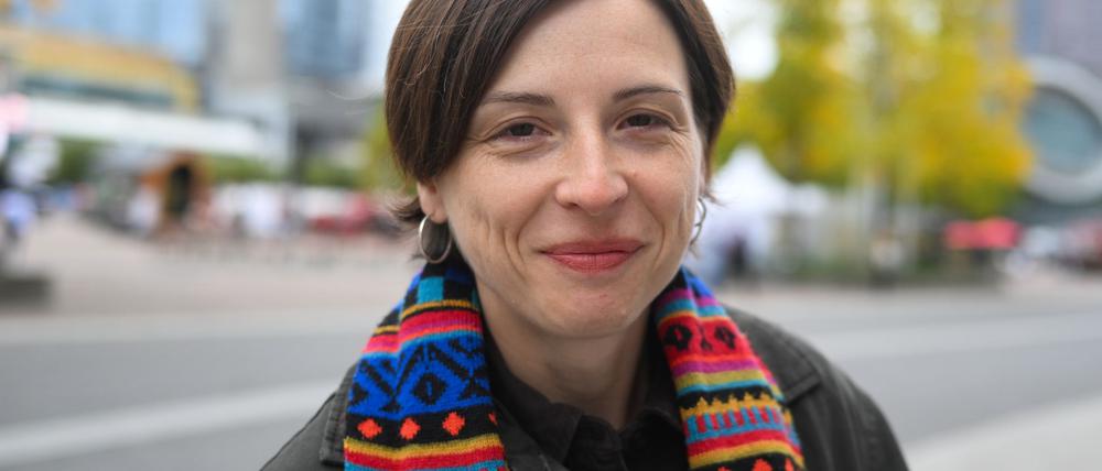 Die Schweizer Autorin Dorothee Elmiger bei der Frankfurter Buchmesse.
