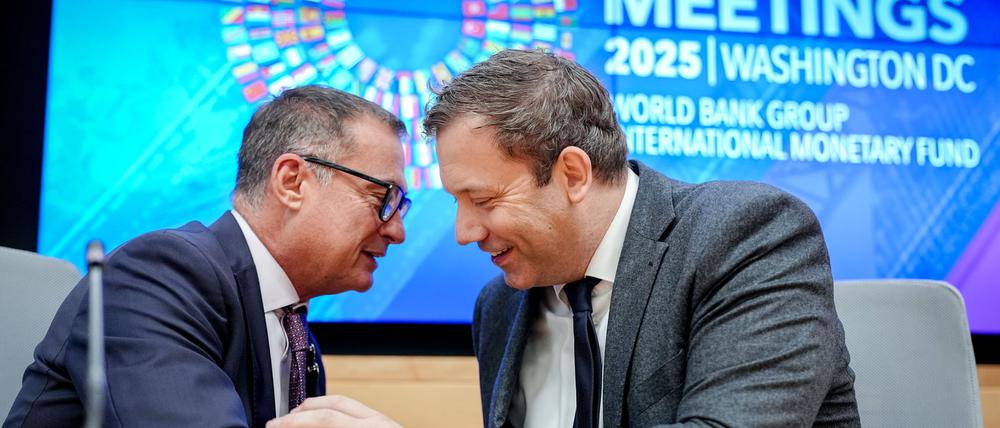 Nagel und Finanzminister Lars Klingbeil sind gemeinsam in Washington.