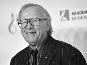 Komponist und Saxofonist Klaus Doldinger, geboren am 12.5.1936, gestorben am 16.10.2025. Fotografiert 2018 bei der Verleihung des Deutschen Musikautorenpreises.