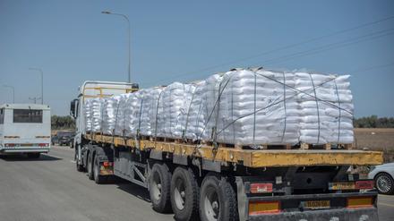 Im Rahmen der Waffenruhe-Vereinbarung sollen pro Tag 600 Lkw mit Hilfsgütern in den Gazastreifen kommen. (Archivbild)