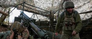 Ukrainische Soldaten am 15. Oktober nahe Pokrowsk.