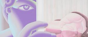 Die Ausstellung läuft bis 25. Oktober. Hier sieht man Jinhee Kims Gemälde „Faces of Today“.