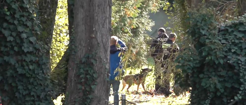Spürhunde sind auf dem Gelände untwergs.