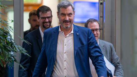 Markus Söder, CSU-Parteivorsitzender und bayerischer Ministerpräsident, am Montag nach der Sitzung des CSU-Vorstands.