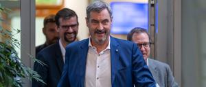 Markus Söder, CSU-Parteivorsitzender und bayerischer Ministerpräsident, am Montag nach der Sitzung des CSU-Vorstands.