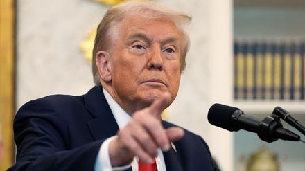 US-Präsident Donald Trump gestikuliert im Oval Office des Weißen Hauses.