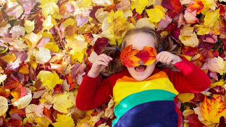 Kids play in autumn park. Children throwing yellow and red leaves. Little girl with oak and maple leaf. Fall foliage. Family outdoor fun in autumn. Toddler kid or preschooler child in fall. Kind Herbst Laub
IMAGO / Depositphotos
Medien-ID0510461249
