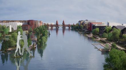 Begrünter Fluss: So könnte die Spree im Bereich des Osthafens aussehen, wenn es nach dem Projekt „SpreeVision“ geht.