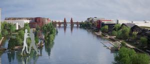 Begrünter Fluss: So könnte die Spree im Bereich des Osthafens aussehen, wenn es nach dem Projekt „SpreeVision“ geht.