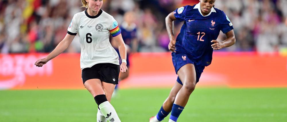 Während Janina Minge ins DFB-Team zurückkehrt, fällt Frankreichs Marie-Antoinette Katoto fürs Rückspiel aus. (Archivbild)