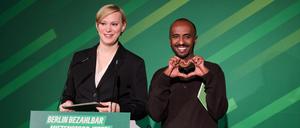 Nina Stahr und Philmon Ghirmai bilden seit 2023 die Doppelspitze der Berliner Grünen. (Archivbild)