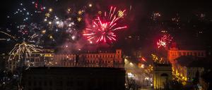 Silvester am Luisenplatz in Potsdam.