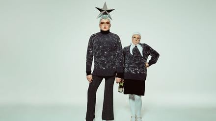 Der ukrainische Dragkünstler und Satiriker Andrij Danilko alias Verka Serduchka (links) mit Inna Bilokon, die seine Mutter spielt.  