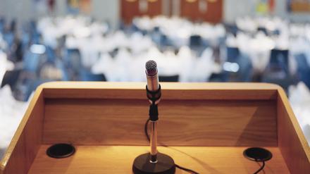 Microphone on podium