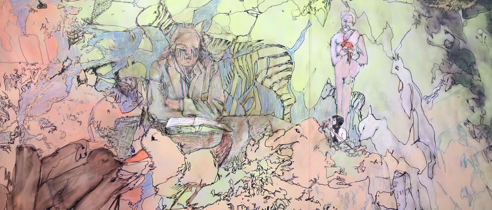 Aus Nordmanns Arbeiten schälen sich kleinteilig Gesichter, Tiere, Landschaften.