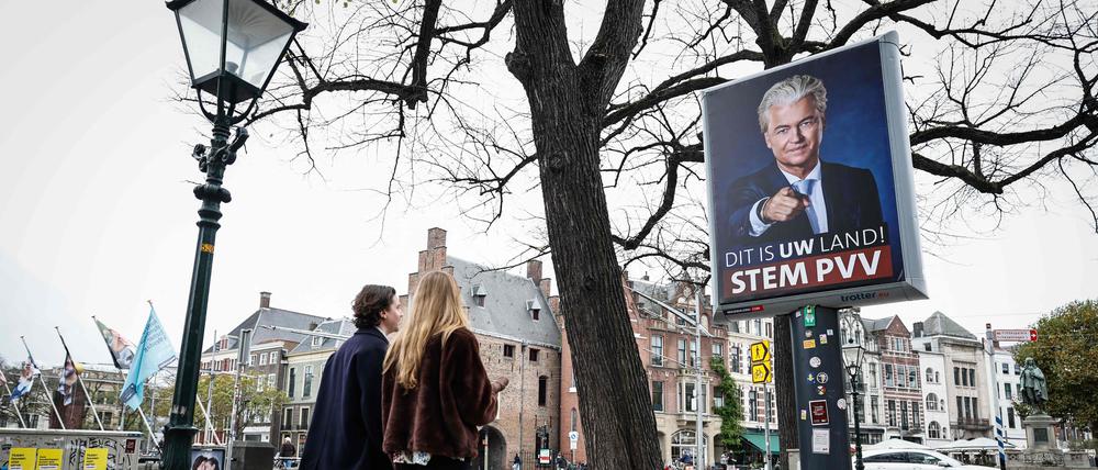 Geert Wilders auf einem Plakat.