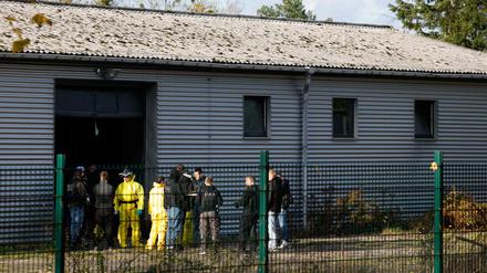 Die Lagerhalle an der Graf-Arco-Straße in Nauen, in der ein Drogenlabor entdeckt wurde.