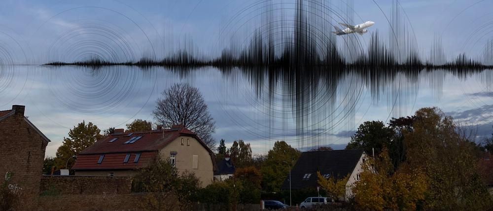 Fluglärm über Blankenfelde-Mahlow (Montage).