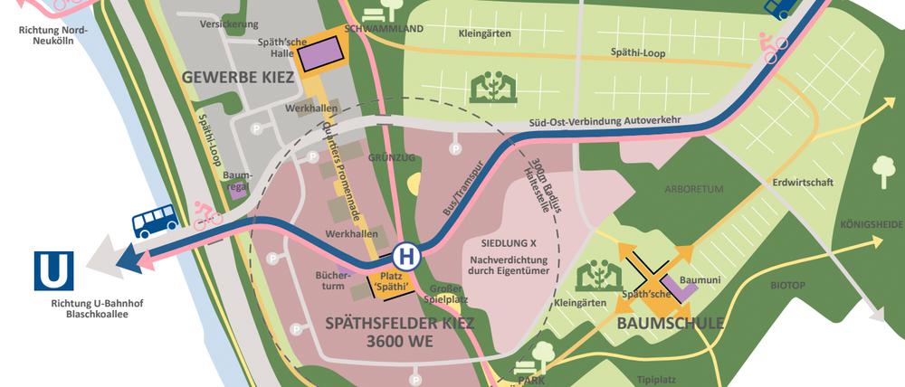 Das Gutachtergremium hat sich für einen Planungsentwurf für das Dreieck Späthsfelde entschieden - eine Grafik.