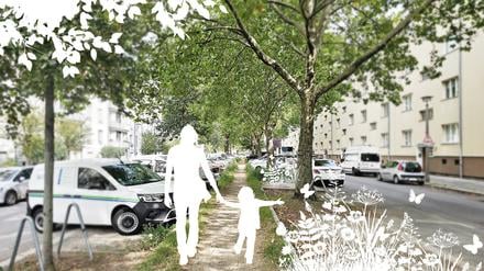 Die Große-Leege-Straße soll zur grünen Flaniermeile werden. Doch Anwohner kritisieren die Pläne. Fotocredit: studio polymorph