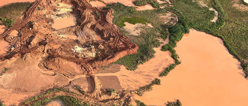 Aus der Luft sind abgeholzte Flächen im Amazonas-Gebiet zu sehen. (Archivbild)