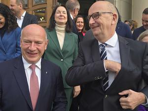 Gemeinsame Sitzung in Potsdam, Kai Wegner und Dietmar Woidke.