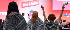 Antiisraelische Aktivisten auf dem Bundesparteitag in Chemnitz