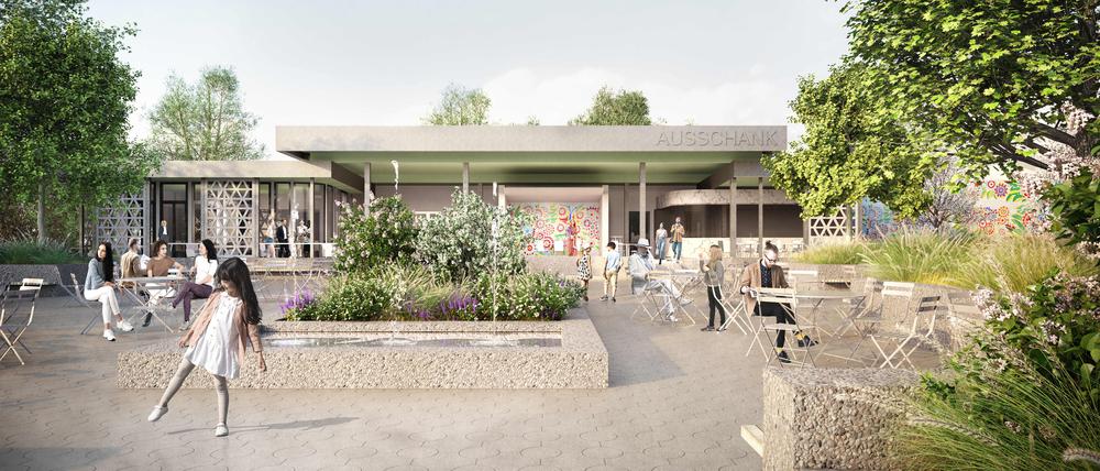 So soll der neue Biergarten James June in Friedrichshain aussehen.