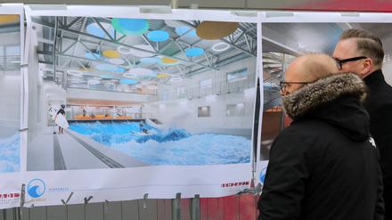 So sollte die Surfhalle aussehen. Derzeit ist Baustopp, es wurde Insolvenz angemeldet.