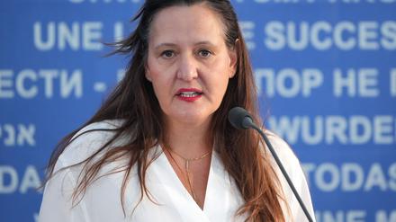 Ministerin Manja Schüle (SPD) fand in Ravensbrück eindrückliche Worte.