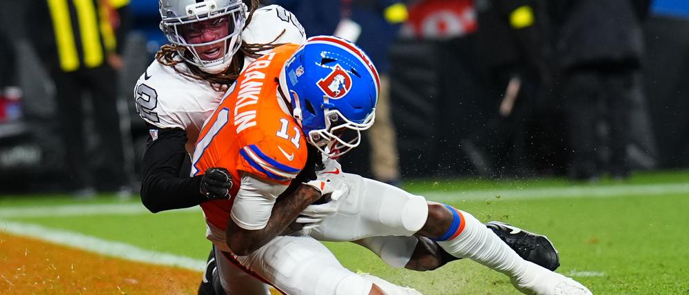 Troy Franklin (vorne) fing den einzigen Touchdown der Broncos.